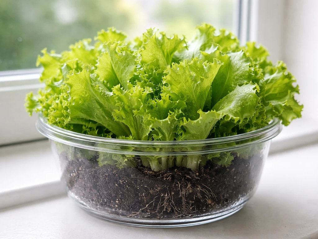 Close-up of lush salad bowl lettuce in a bowl container, ready to harvest.
