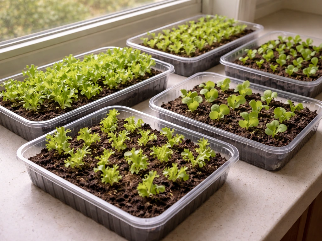 Apartment-style lettuce varieties in small trays, showing loose-leaf vs avoiding large crispheads